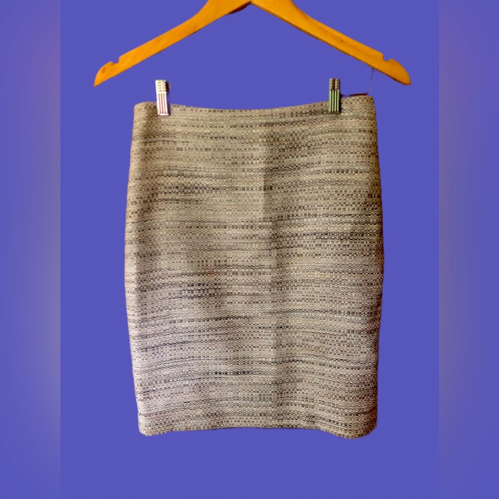 Ann Taylor Cream/Gray/Silver Tweed Pencil Skirt